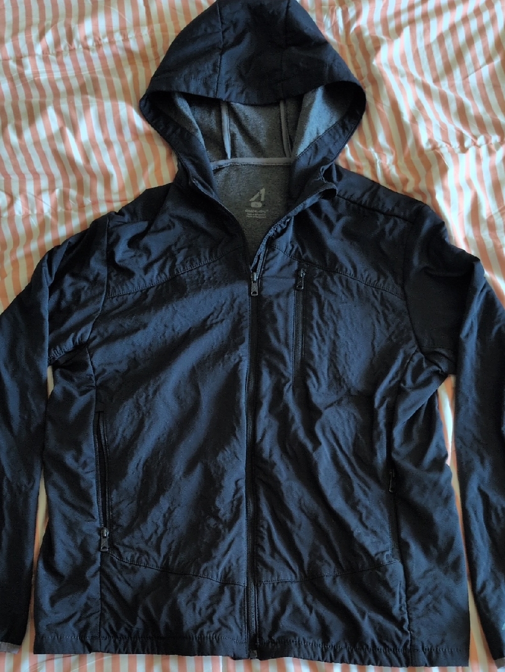 Men's Black Hooded Windbreaker Jacket